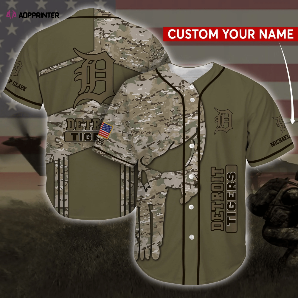 Personalized Detroit Tigers MLB Camo Baseball Jersey Shirt FVJ - Aopprinter baseball jersey product view 1