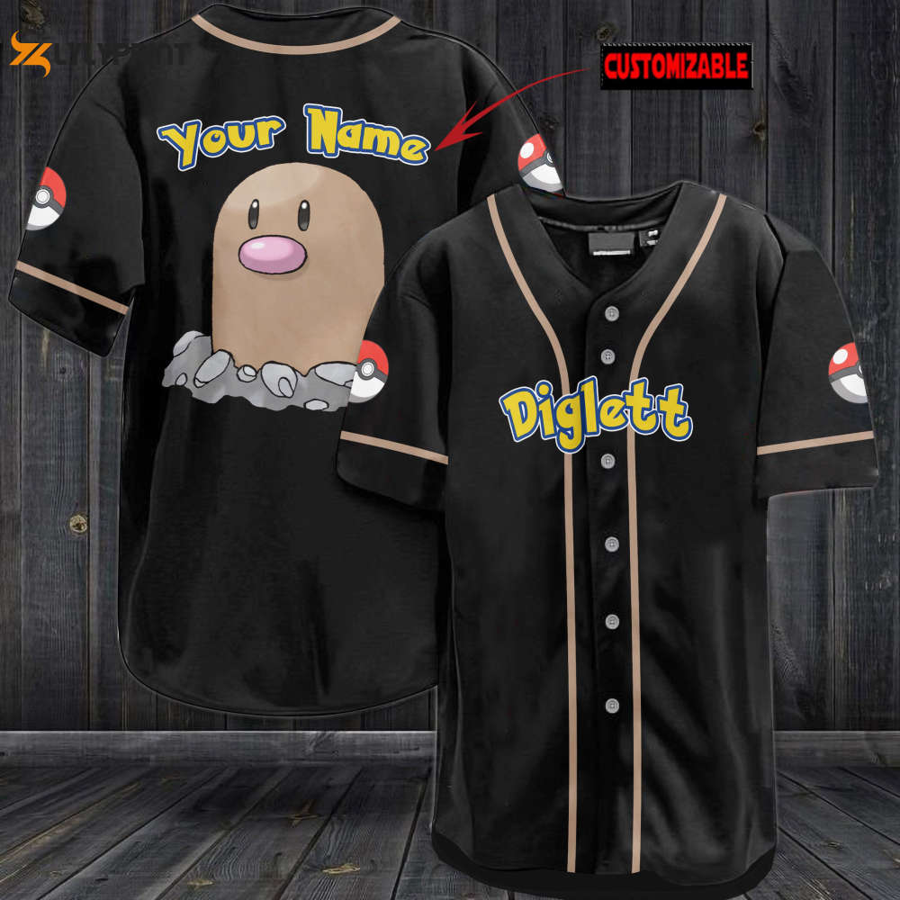 Personalized Diglett Baseball Jersey - lylyprint.com baseball jersey product view 1