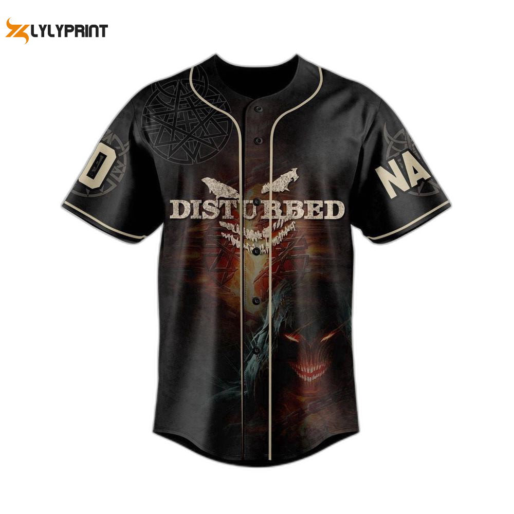 Personalized Distubbed Baseball Jersey For Men Women - lylyprint.com baseball jersey product view 1