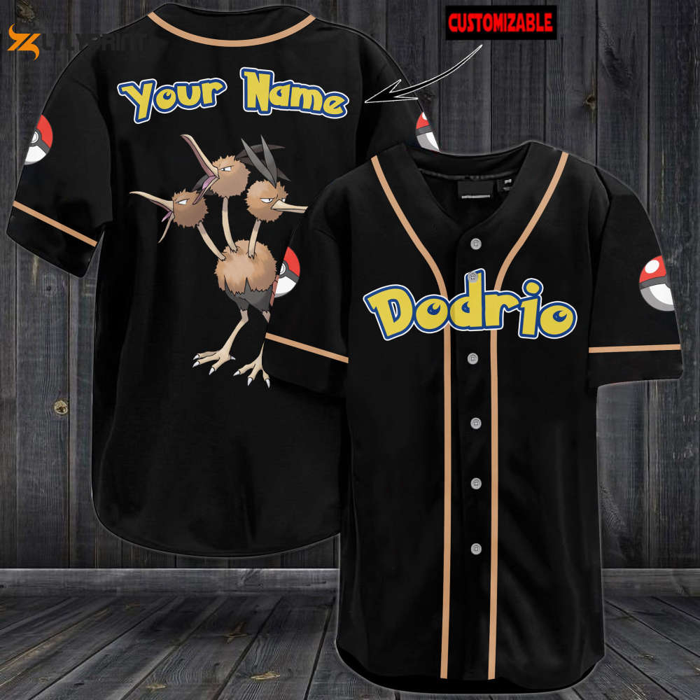 Personalized Dodrio Baseball Jersey - lylyprint.com baseball jersey product view 1