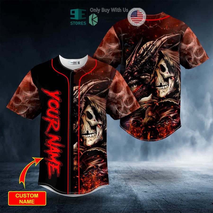 BEST Personalized Dragon Grim Reaper Skull Custom Baseball Jersey baseball jersey product view 1