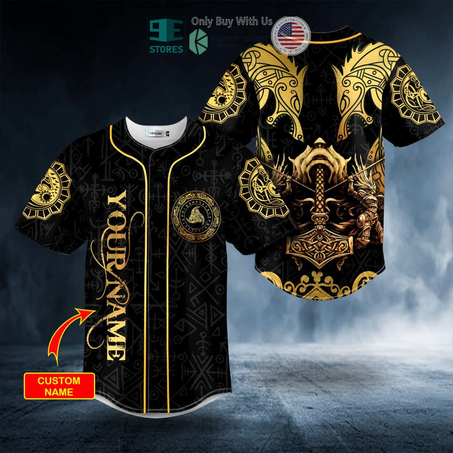 BEST Personalized Dragons Warriors Axe Viking Tattoo Custom Baseball Shirt baseball jersey product view 1