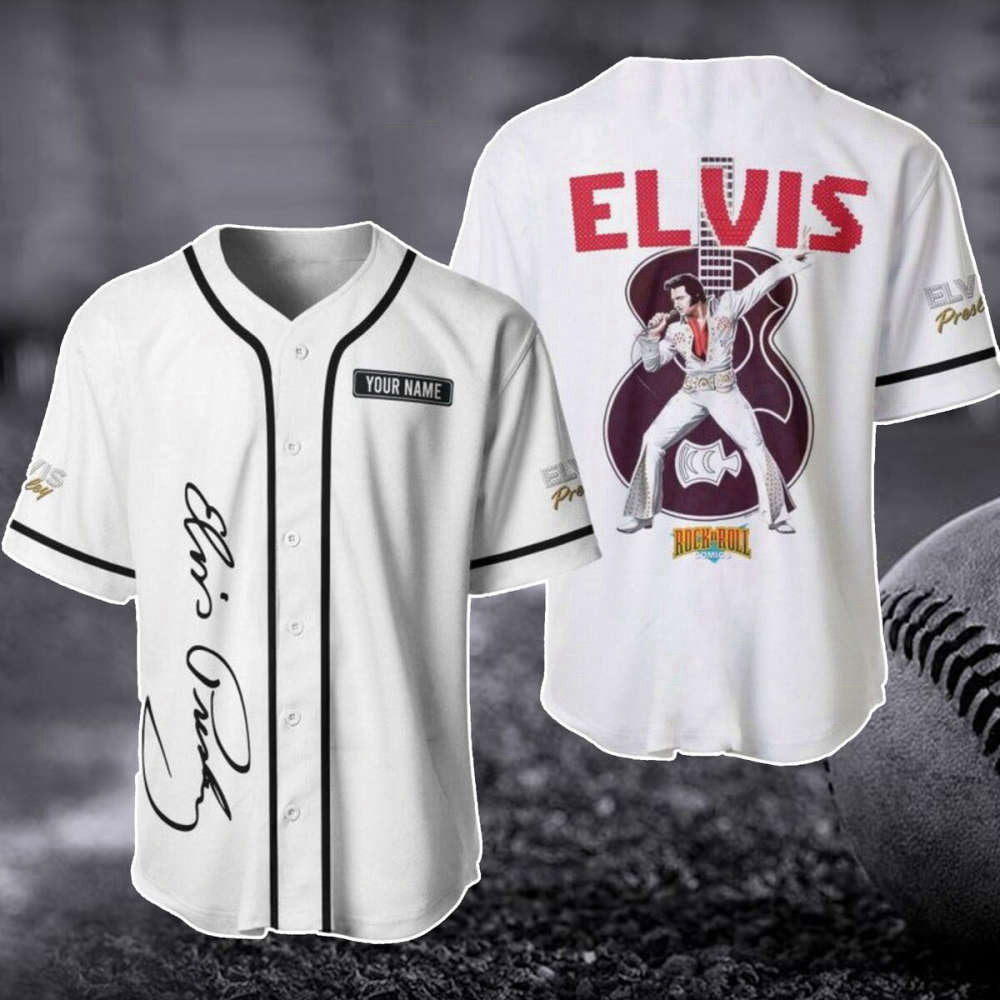 Personalized Elvis Presley Baseball Jersey – Rock n Roll Shirt 2023 Music Merch & Gift baseball jersey product view 1