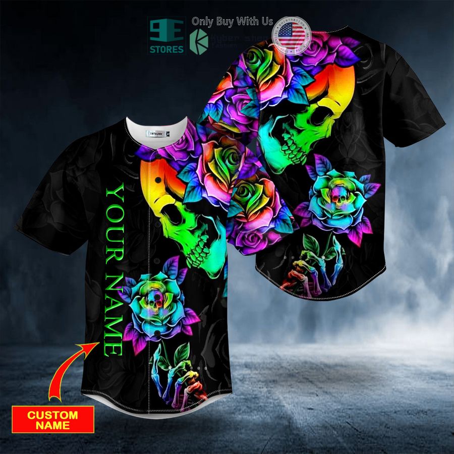 BEST Personalized Fantasy Roses Skull Custom Baseball Shirt baseball jersey product view 1