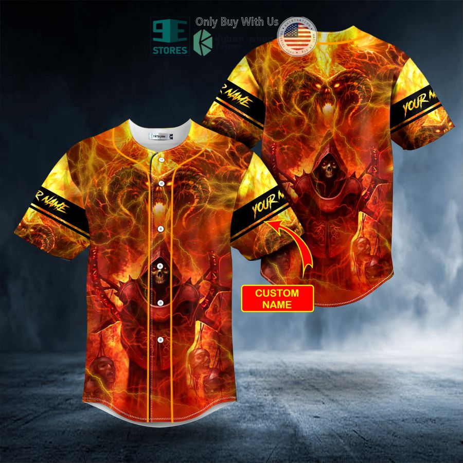 BEST Personalized Fire Red Grim Reaper Balrogs Custom Baseball Shirt baseball jersey product view 1