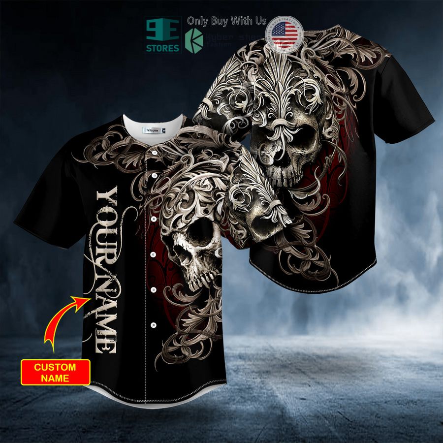 BEST Personalized Fleur-de-lis Pattern King Skull Custom Baseball Shirt baseball jersey product view 1