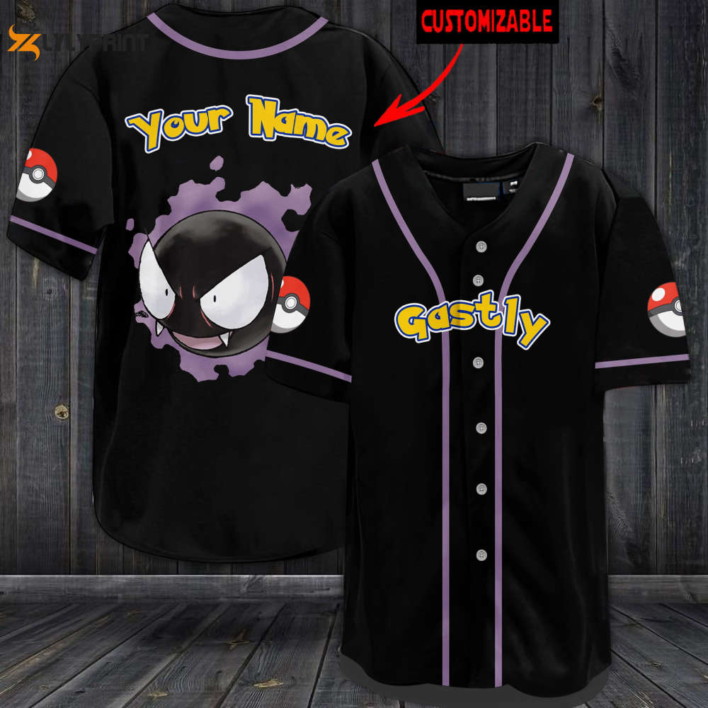 Personalized Gastly Baseball Jersey - lylyprint.com baseball jersey product view 1