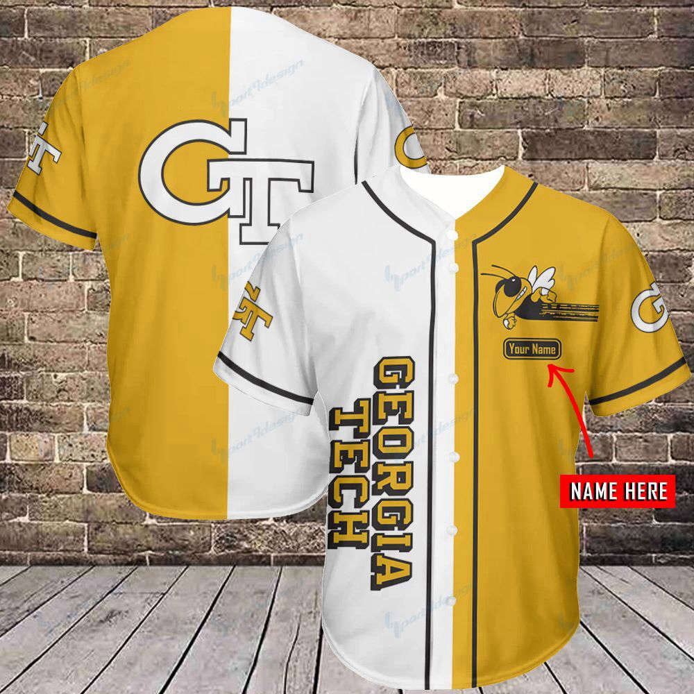 Personalized Georgia Tech Yellow Jackets Baseball Jersey baseball jersey product view 2