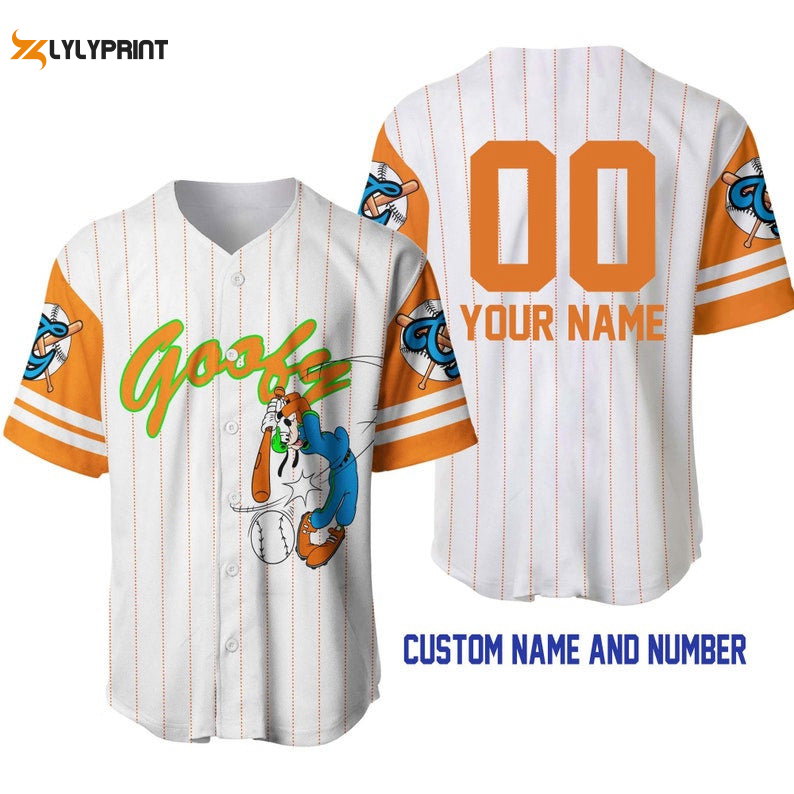 Personalized Goofy Dog All Over Print Pinstripe Baseball Jersey - lylyprint.com baseball jersey product view 1