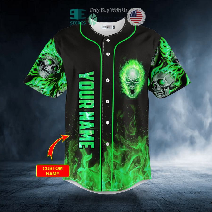 BEST Personalized Green Ghost Skull Custom Baseball Shirt baseball jersey product view 1