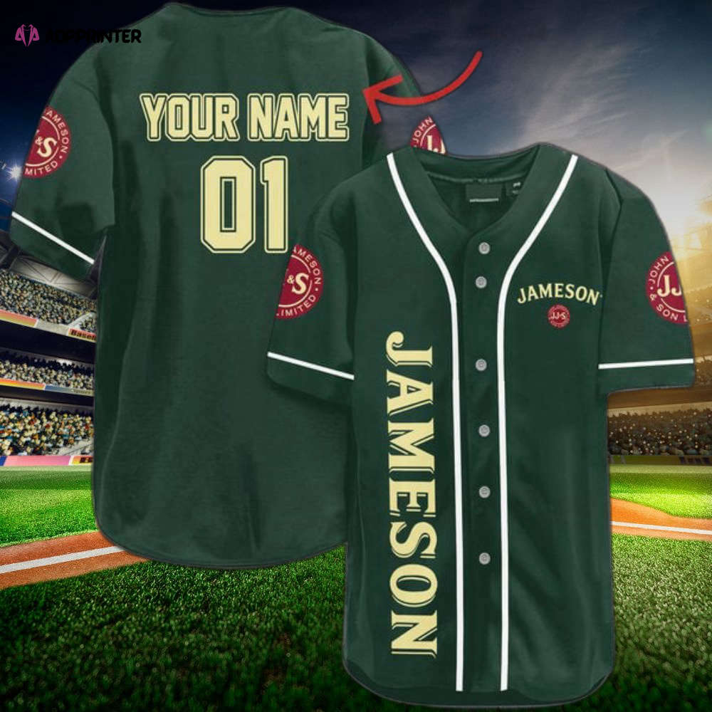 Personalized Green Jameson Whiskey Baseball Jersey - Aopprinter baseball jersey product view 1