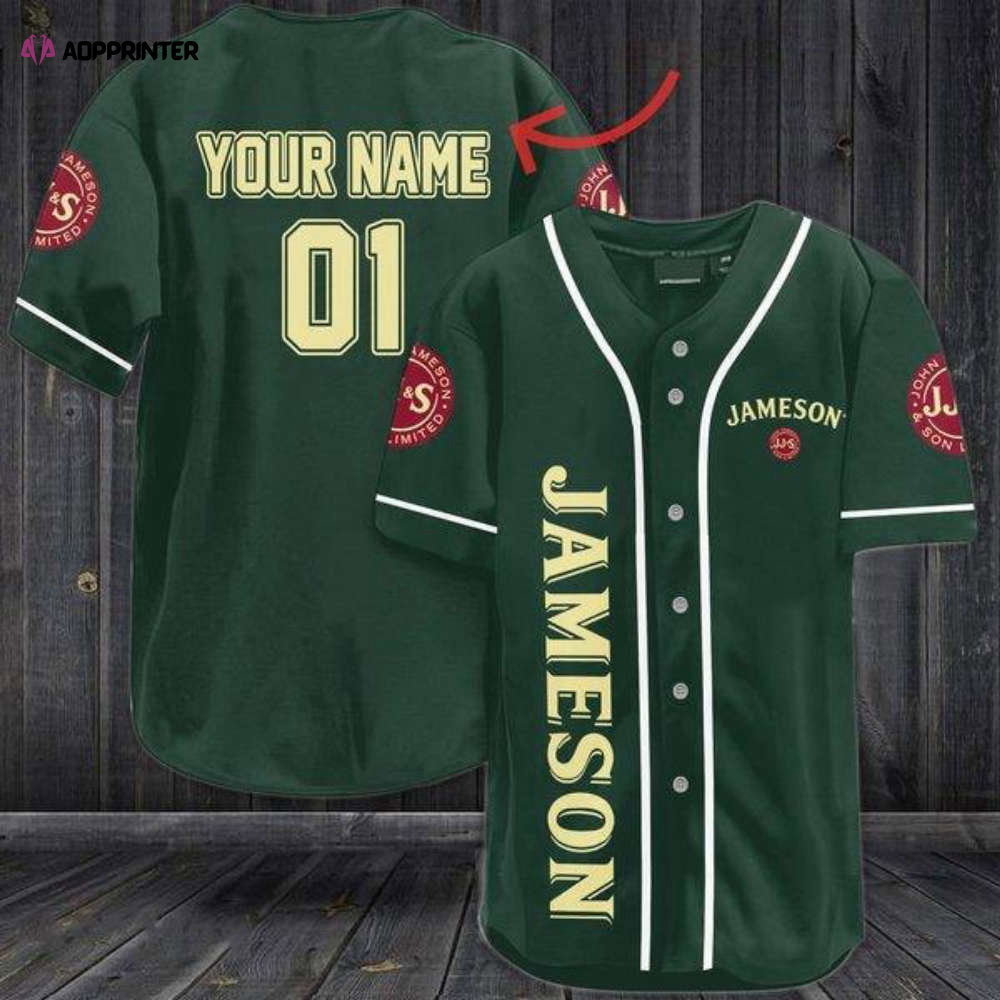 Custom Green Jameson Whiskey Baseball Jersey - Personalized for You! - Aopprinter baseball jersey product view 1