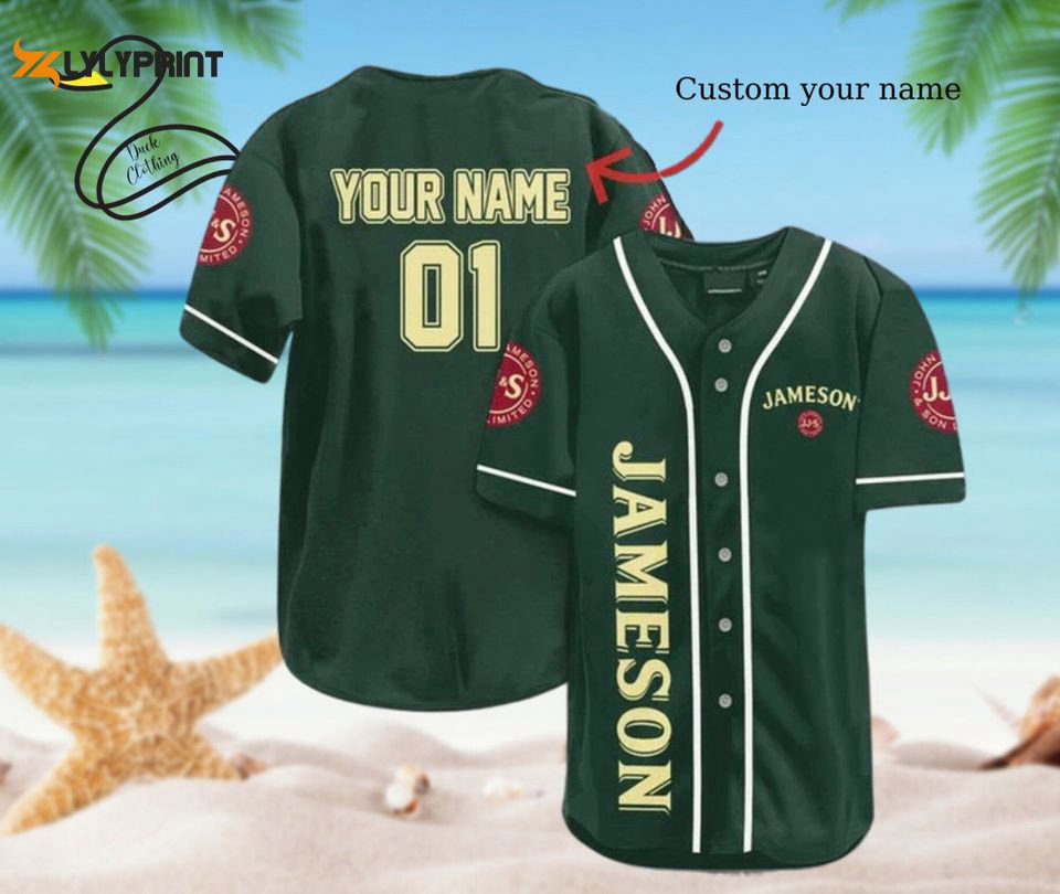 Personalized Green Jameson Whiskey Baseball Jersey - lylyprint.com baseball jersey product view 1
