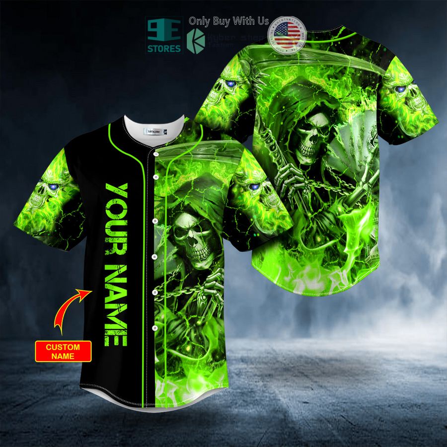 BEST Personalized Green Lightning Grim Reaper Custom Baseball Shirt baseball jersey product view 1