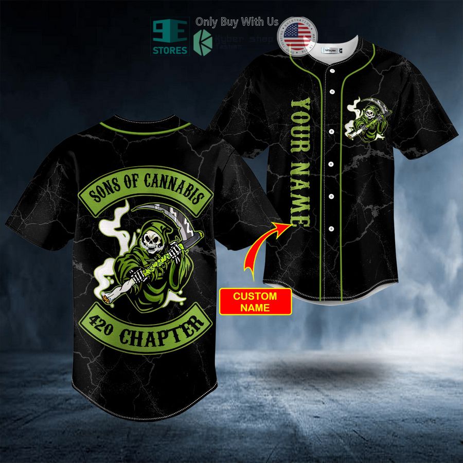BEST Personalized Green Son of Anarchy Grim Reaper Custom Baseball Shirt baseball jersey product view 1