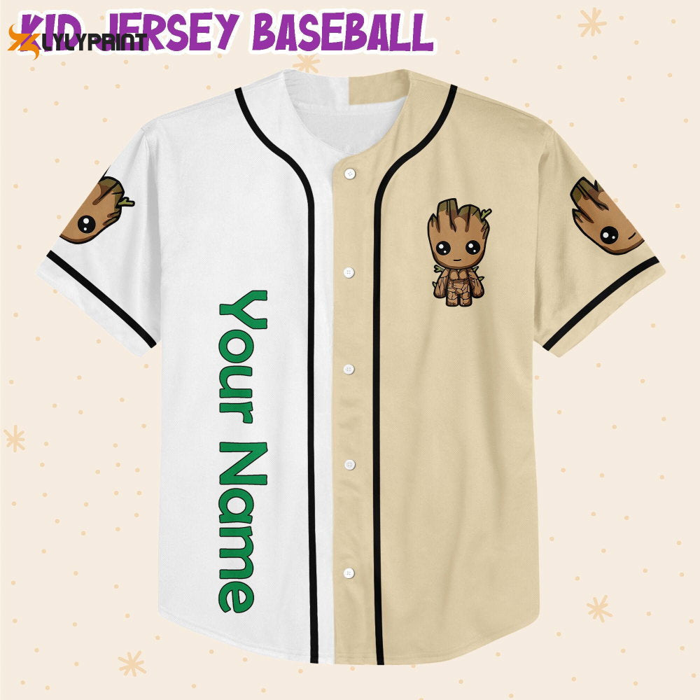 Personalized Groot Cutest In The Galaxy Baseball Jersey - lylyprint.com baseball jersey product view 2