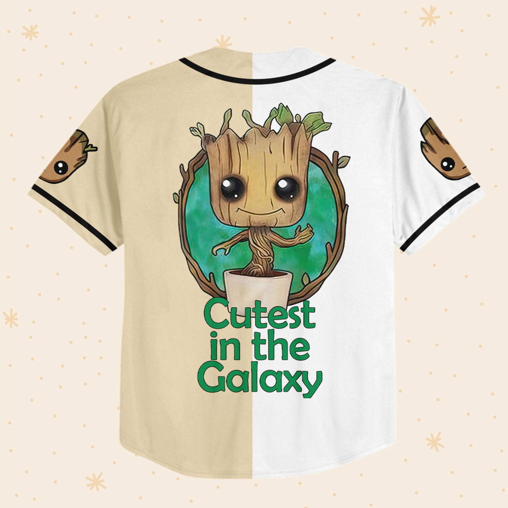 Personalized Groot Cutest In The Galaxy Baseball Jersey - lylyprint.com baseball jersey product view 3