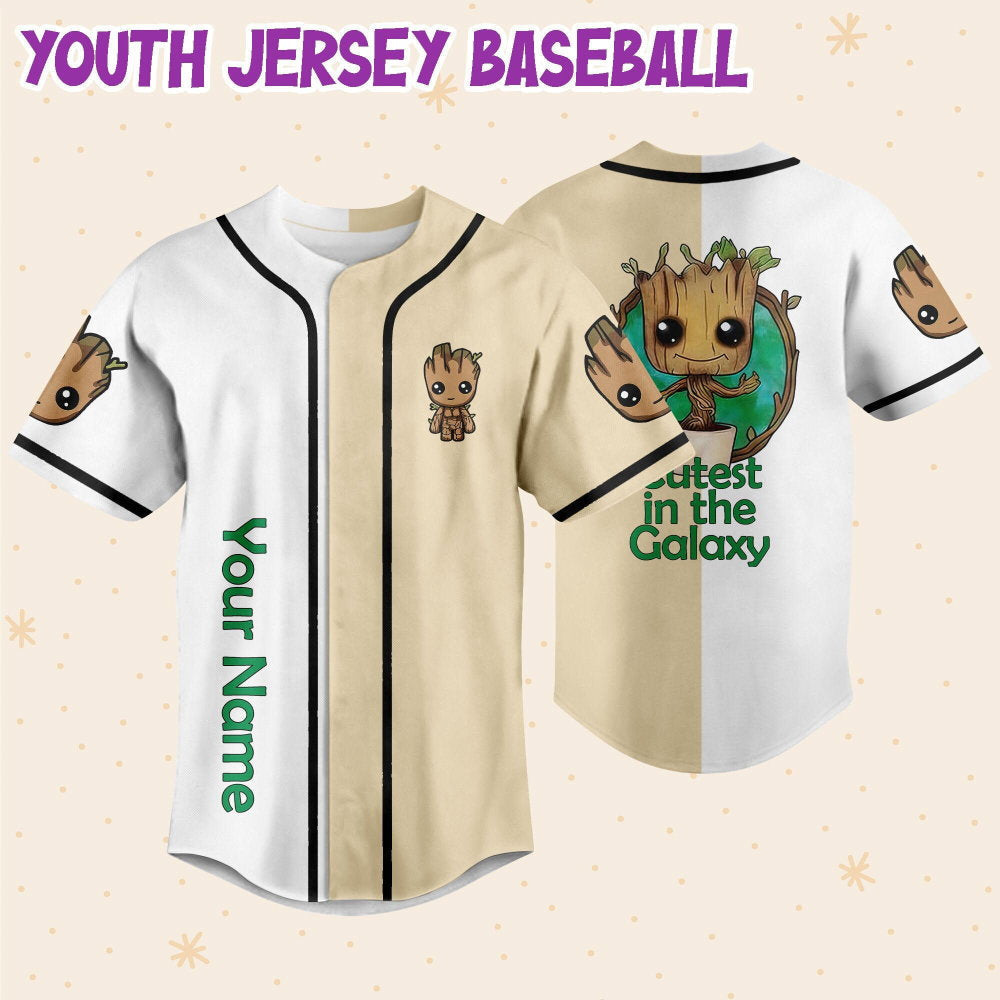 Personalized Groot Cutest In The Galaxy Baseball Jersey - lylyprint.com baseball jersey product view 5