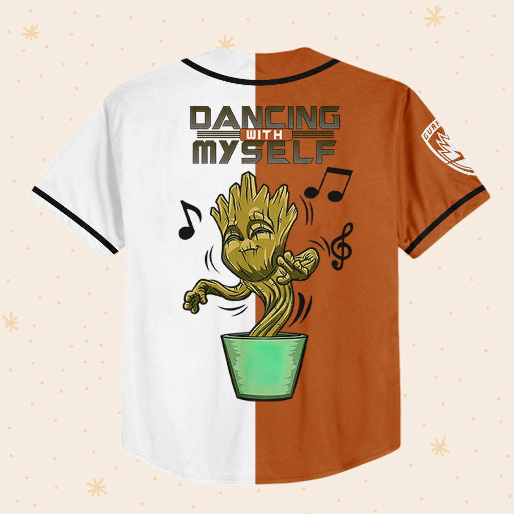 Personalized Groot Dancing With Myself Baseball Jersey - lylyprint.com baseball jersey product view 3