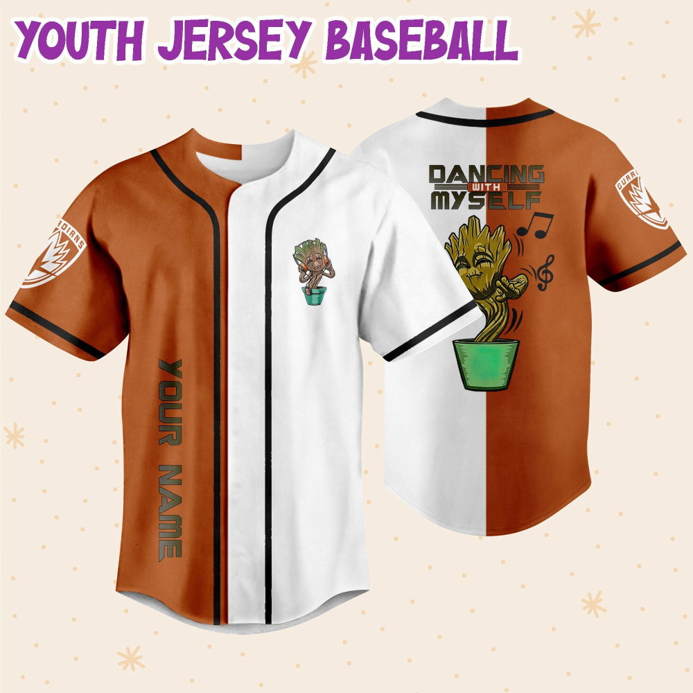 Personalized Groot Dancing With Myself Baseball Jersey - lylyprint.com baseball jersey product view 5