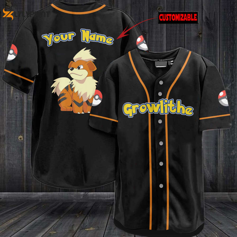 Personalized Growlithe Baseball Jersey - lylyprint.com baseball jersey product view 1