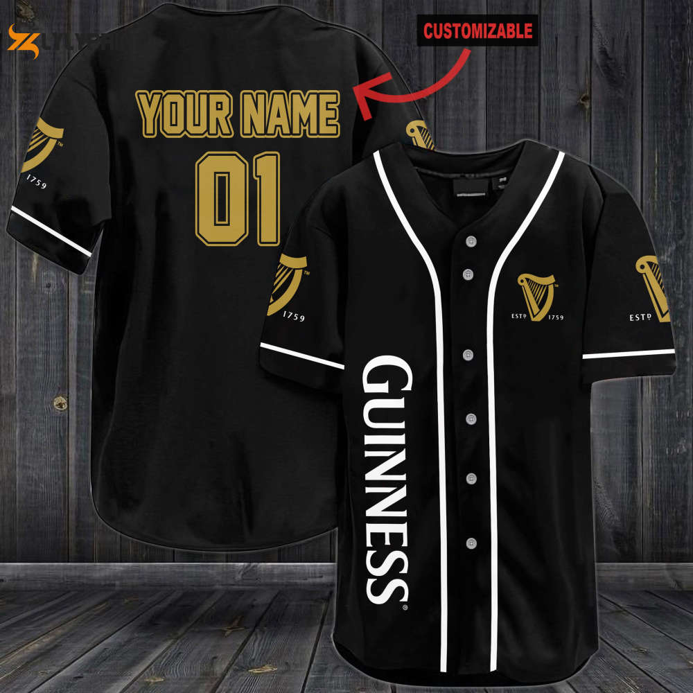 Custom Guinness Beer Baseball Jersey: Personalized Gift for Men & Women - lylyprint.com baseball jersey product view 1