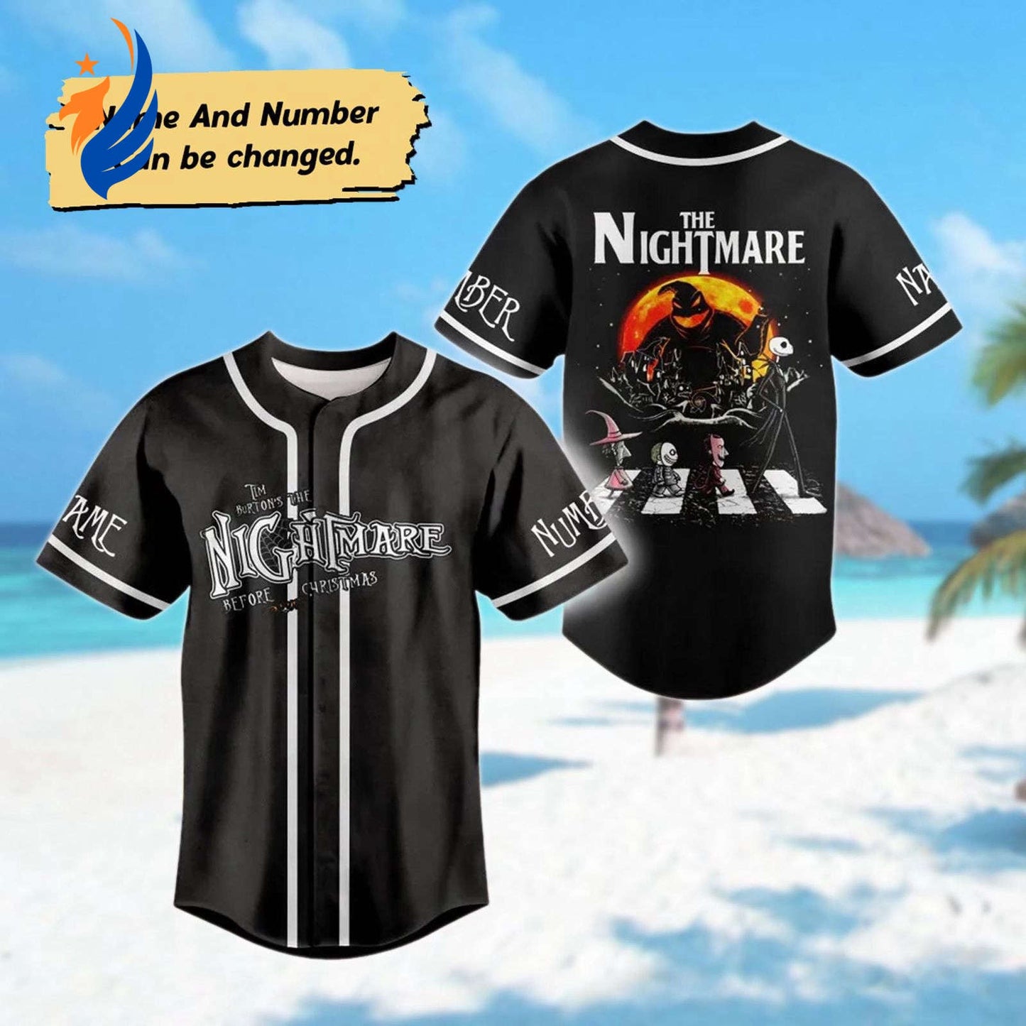 Spooky Personalized Halloween Baseball Jersey - Jack Skellington Oggie Boogie Shirt Nightmare Before Christmas Team - Bafud baseball jersey product view 1