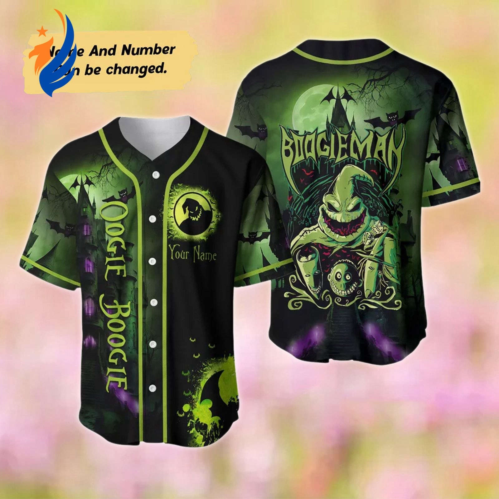 Custom Halloween Oogie Boogie Baseball Jersey - Personalized Nightmare Before Christmas Horror Shirt - Bafud baseball jersey product view 1