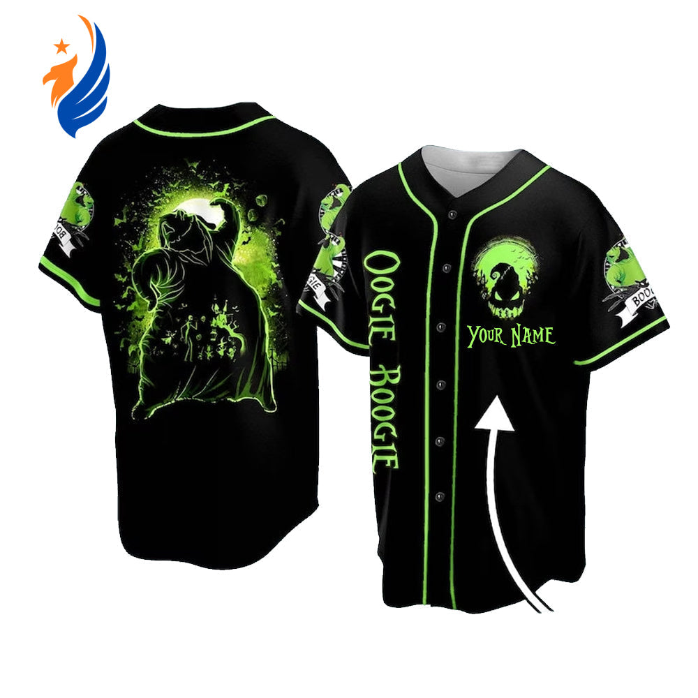 Spooktacular Personalized Horror Oogie Boogie Baseball Jersey – Customizable Halloween Shirt - Bafud baseball jersey product view 1