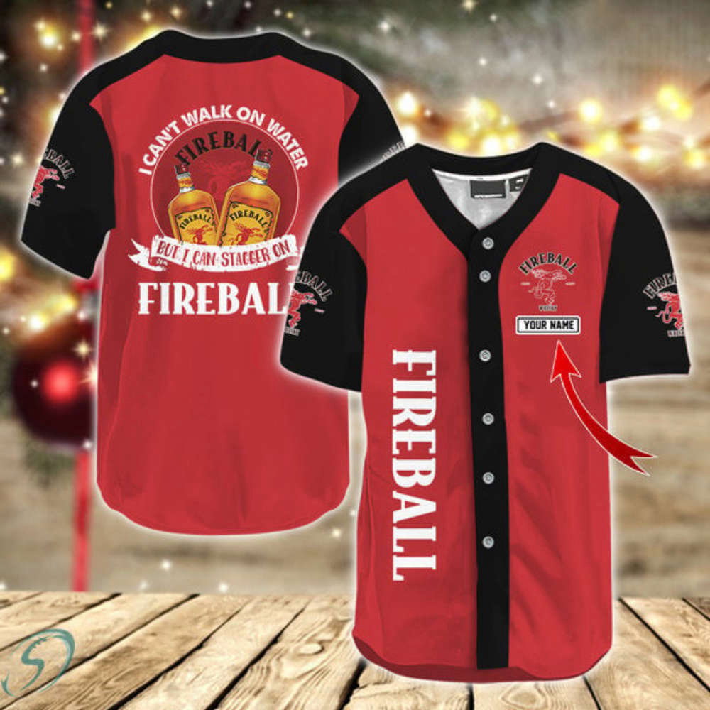 Personalized I Can Stagger On Fireball Baseball Jersey baseball jersey product view 2