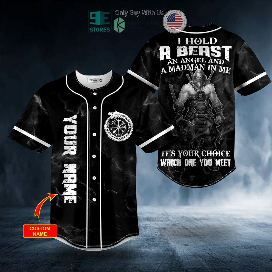 BEST Personalized I Hold A Beast An Angel And Madman In Me Skull Custom Baseball Shirt baseball jersey product view 1