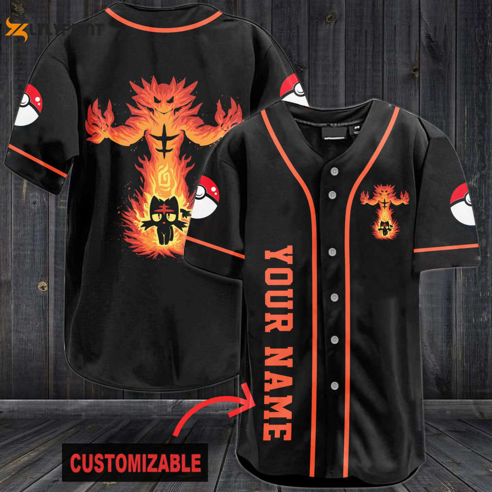 Personalized Incineroar Baseball Jersey - lylyprint.com baseball jersey product view 1