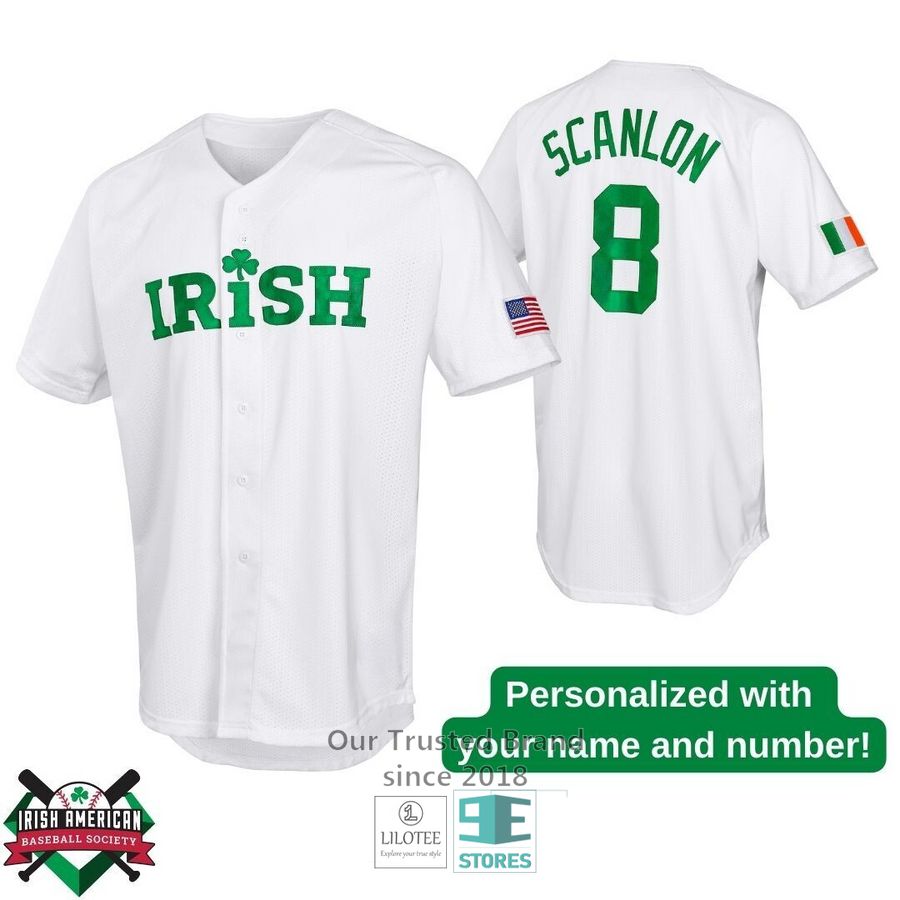 Personalized Irish Clover US Flag White Baseball Jersey baseball jersey product view 1