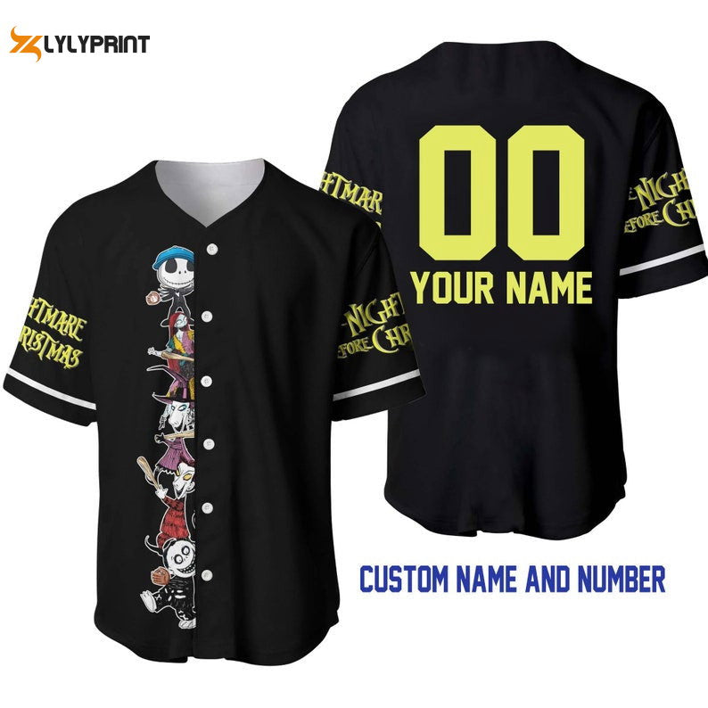 Personalized Jack & Sally The Nightmare Before Christmas All Over Print Baseball Jersey - lylyprint.com baseball jersey product view 1