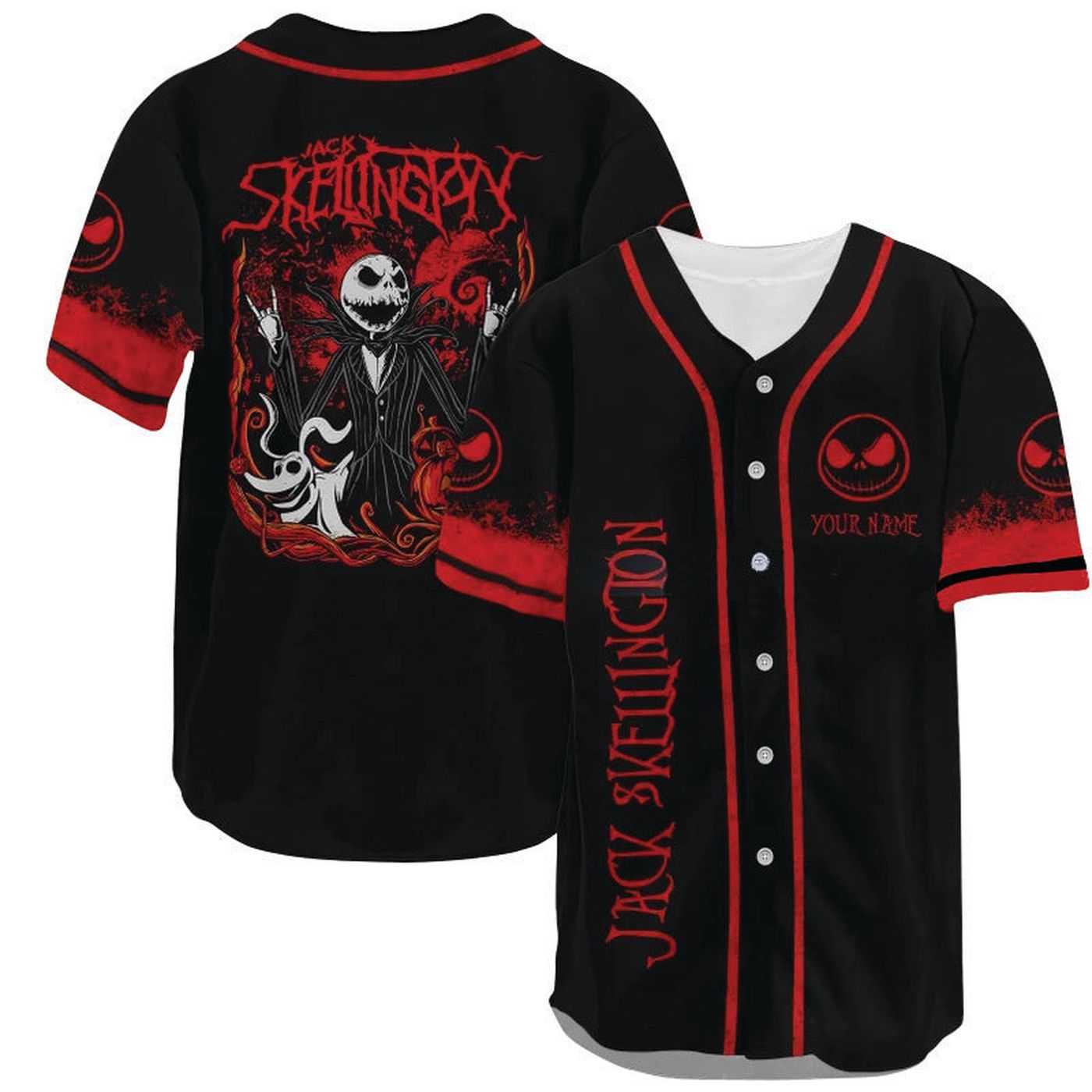 Personalized Jack Skellington And Zero Baseball Jersey - Gift for Men Women - Gift for Men Women - lylyprint.com baseball jersey product view 2