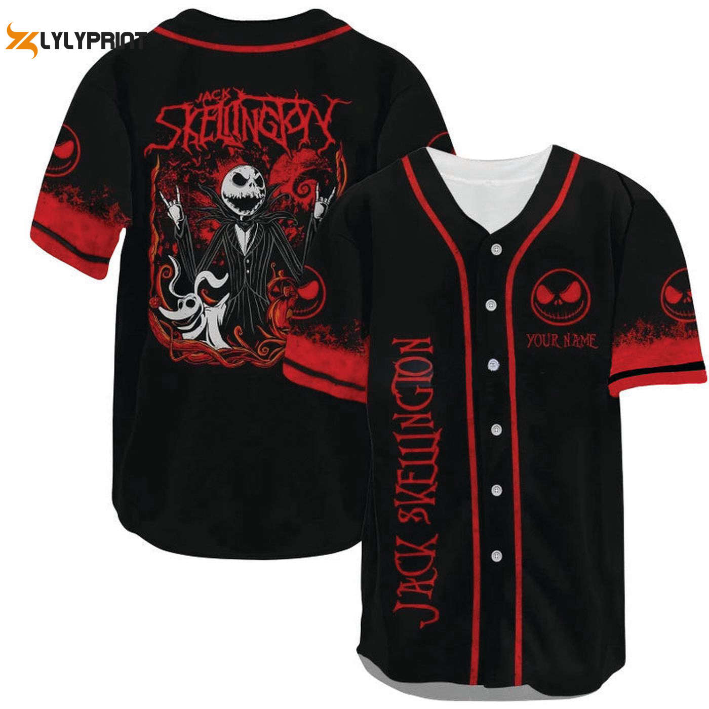 Personalized Jack Skellington And Zero Baseball Jersey - Gift for Men Women - Gift for Men Women - lylyprint.com baseball jersey product view 1