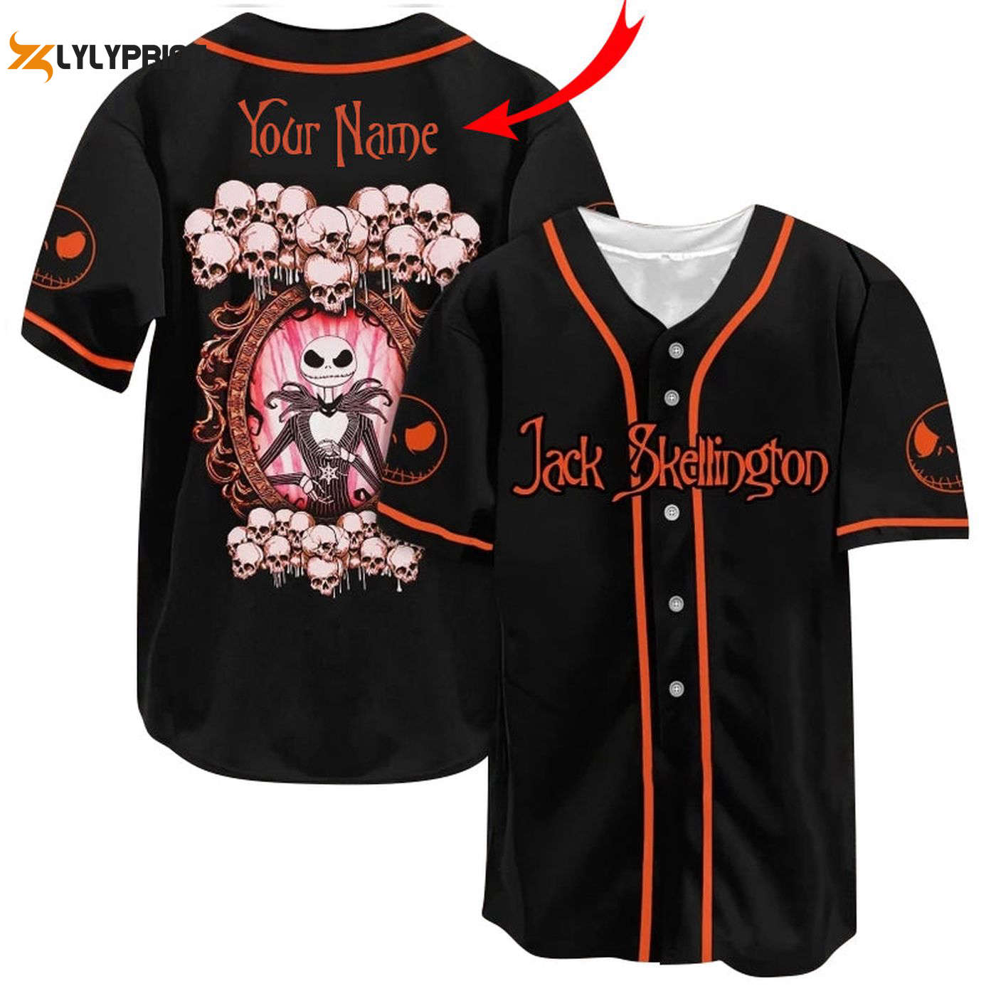 Personalized Jack Skellington Skull Baseball Jersey - Gift for Men Women - Gift for Men Women - lylyprint.com baseball jersey product view 1