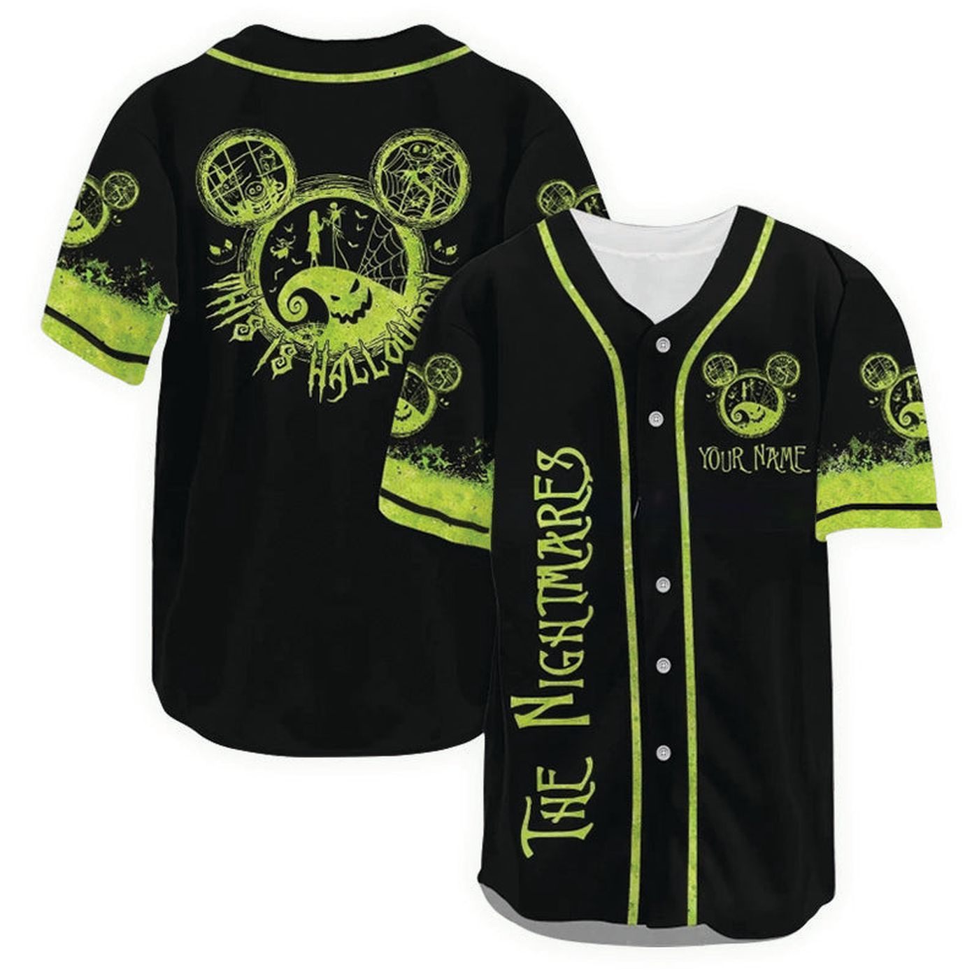 Personalized Jack Skellington This Is Halloween Baseball Jersey - Gift for Men Women - Gift for Men Women - lylyprint.com baseball jersey product view 2