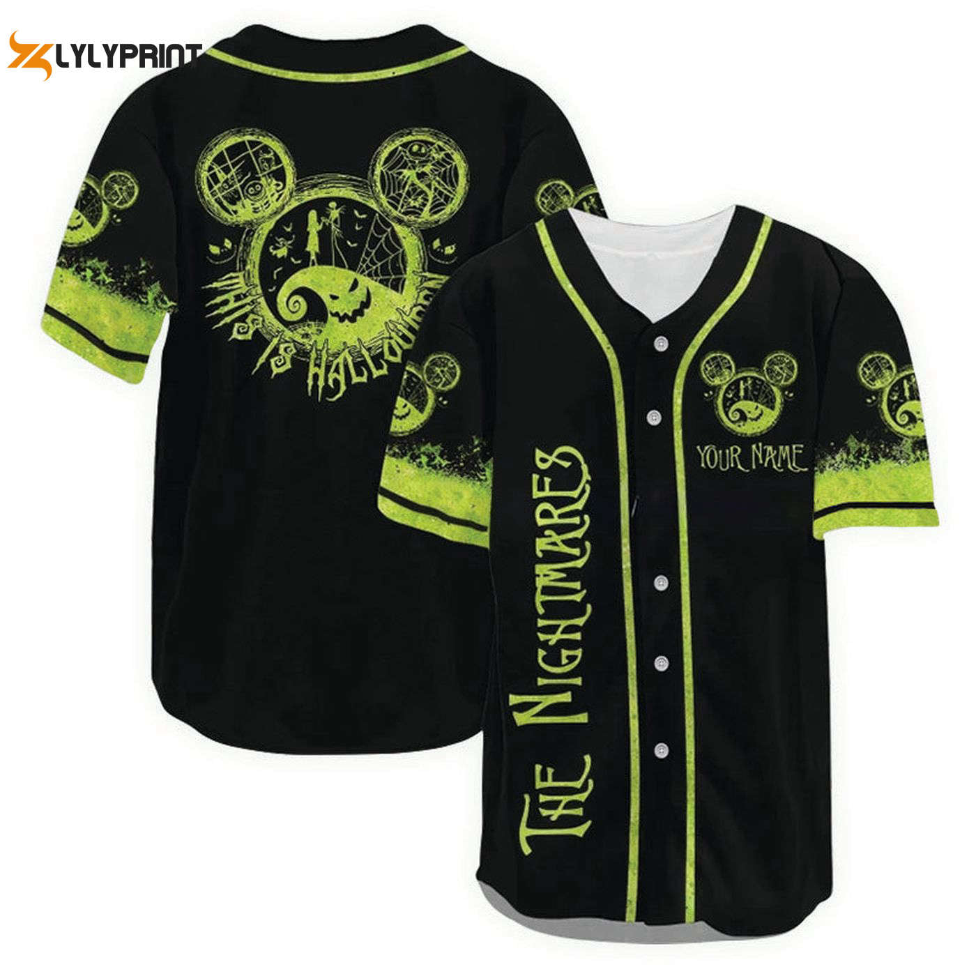 Personalized Jack Skellington This Is Halloween Baseball Jersey - Gift for Men Women - Gift for Men Women - lylyprint.com baseball jersey product view 1