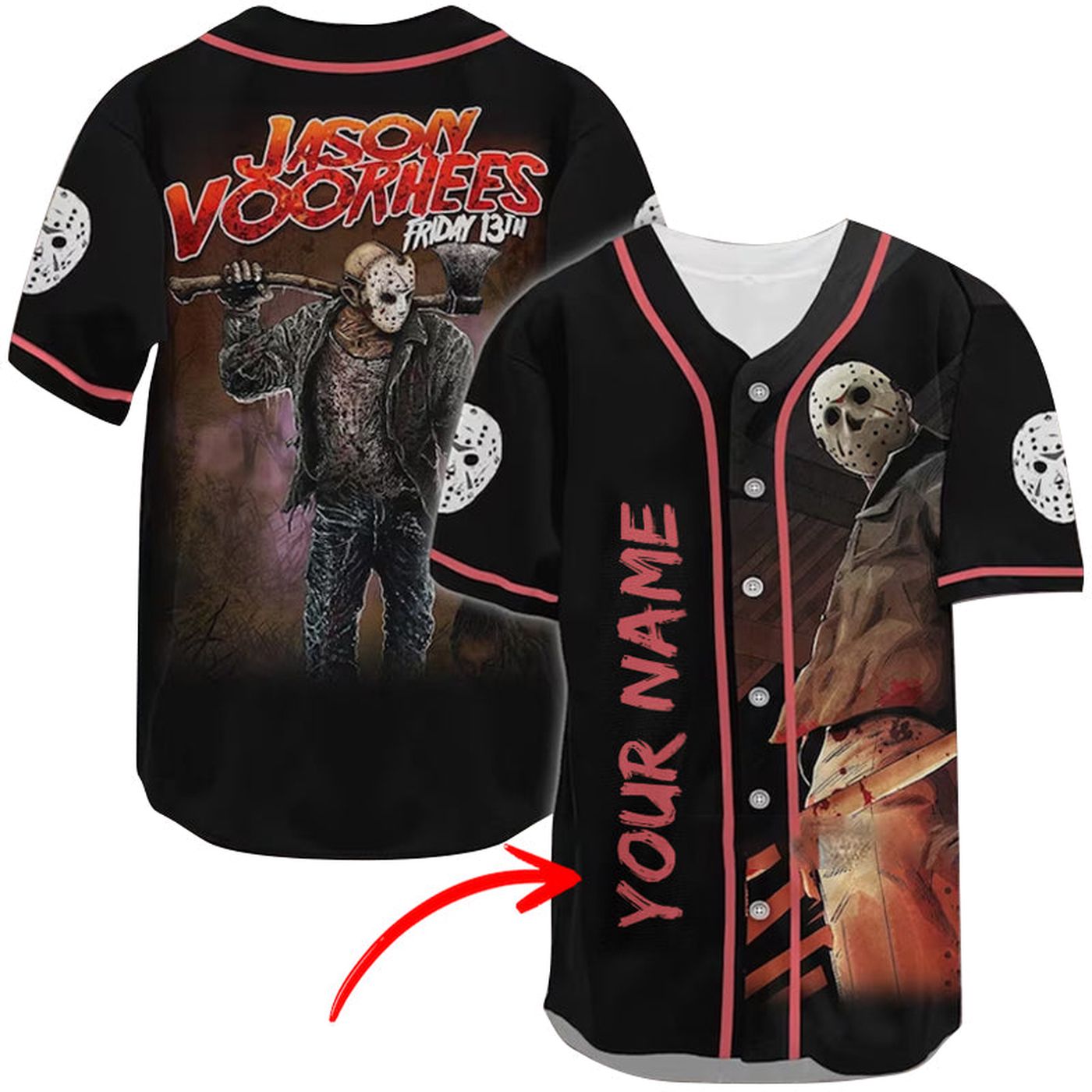 Personalized Jason Voorhees Baseball Jersey - Gift for Men Women - Gift for Men Women - lylyprint.com baseball jersey product view 2
