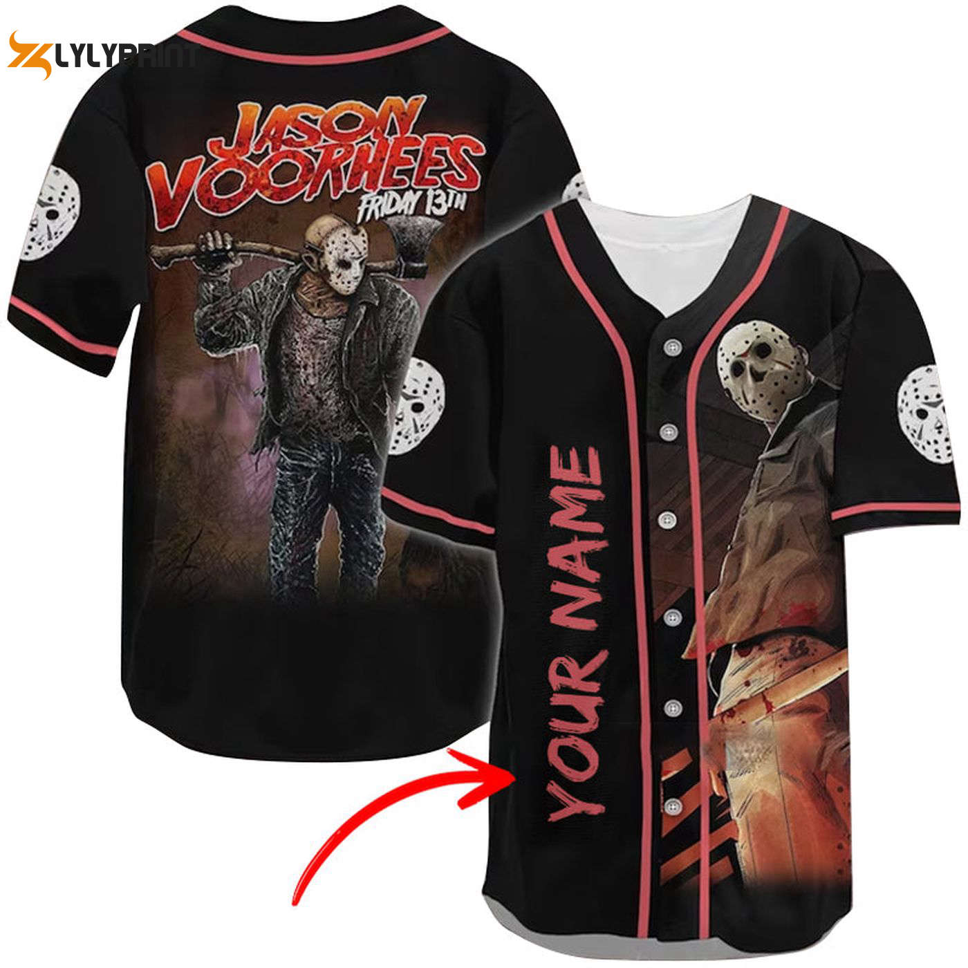 Personalized Jason Voorhees Baseball Jersey - Gift for Men Women - Gift for Men Women - lylyprint.com baseball jersey product view 1