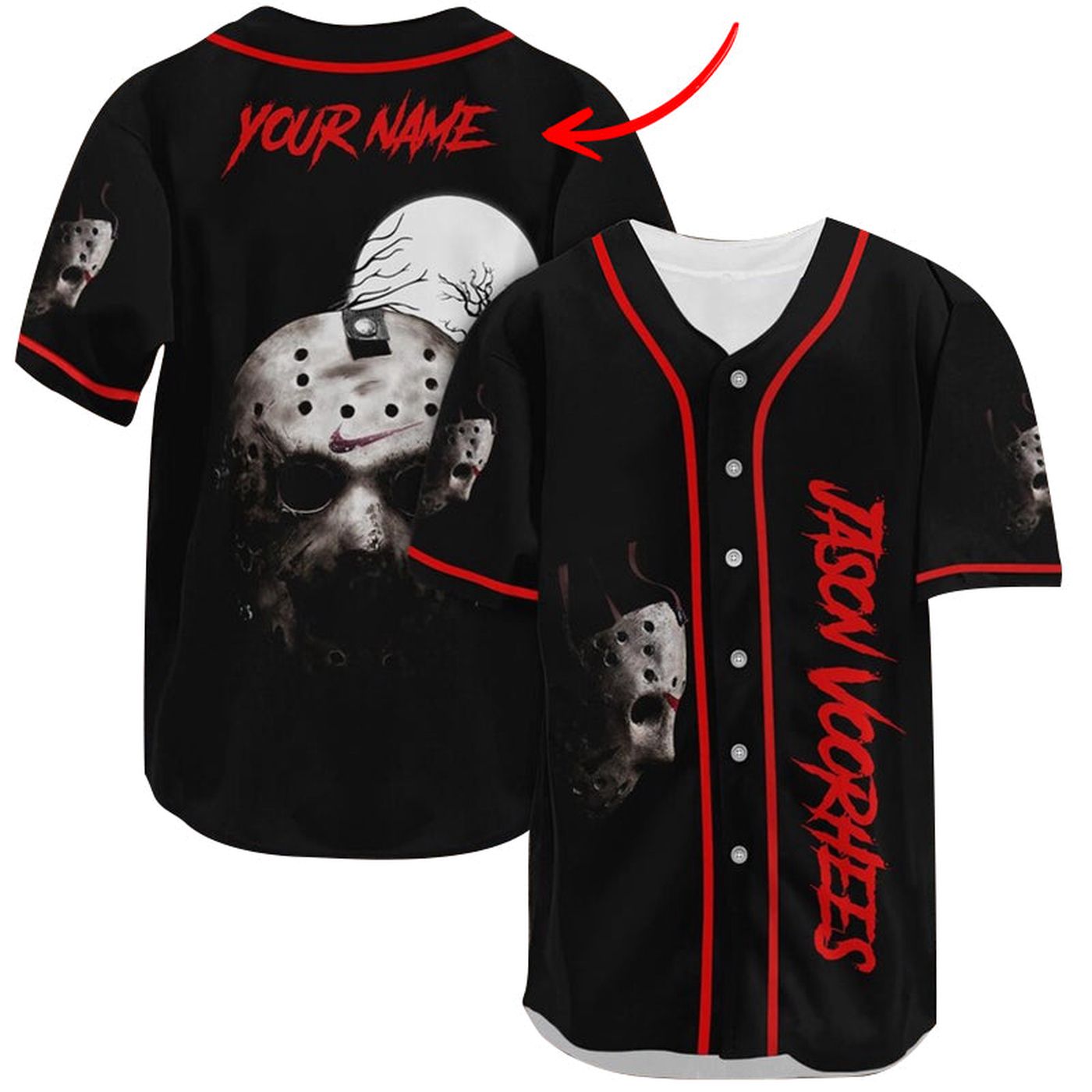 Personalized Jason Voorhees Moonlight Baseball Jersey - Gift for Men Women - Gift for Men Women - lylyprint.com baseball jersey product view 2