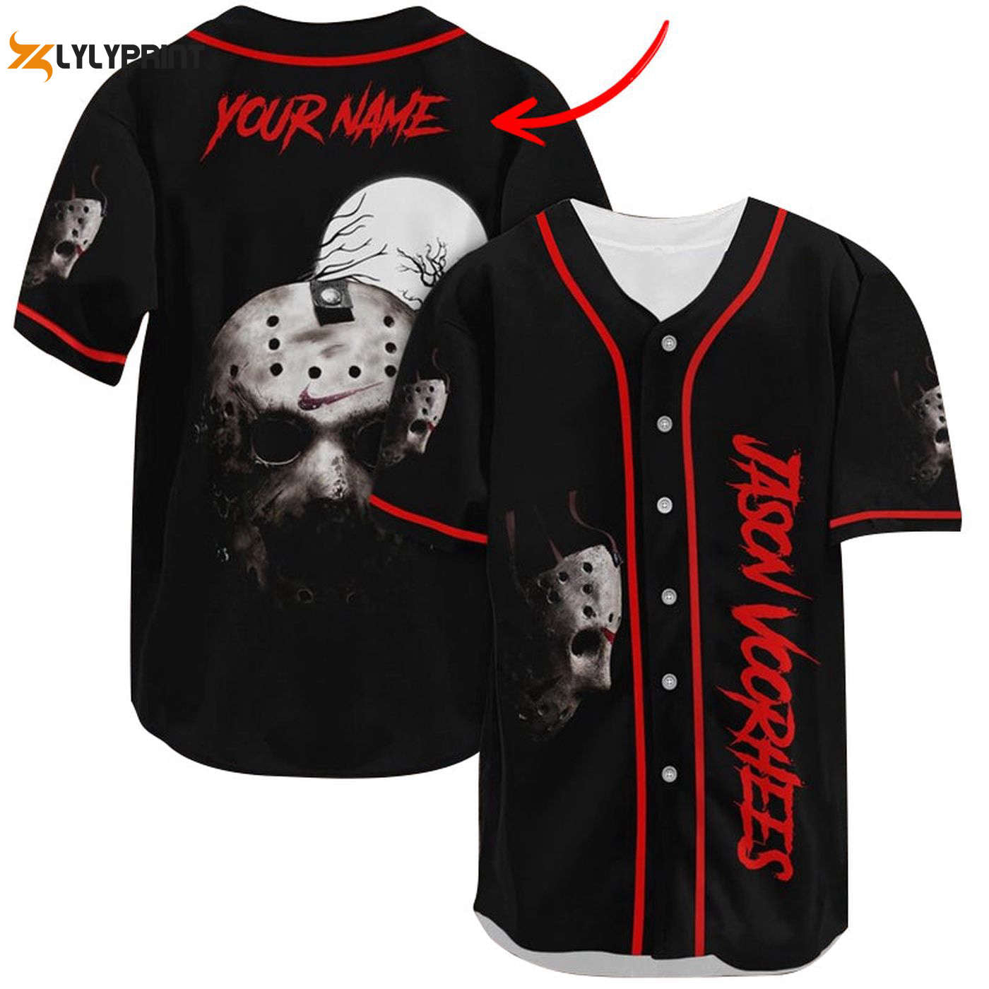 Personalized Jason Voorhees Moonlight Baseball Jersey - Gift for Men Women - Gift for Men Women - lylyprint.com baseball jersey product view 1