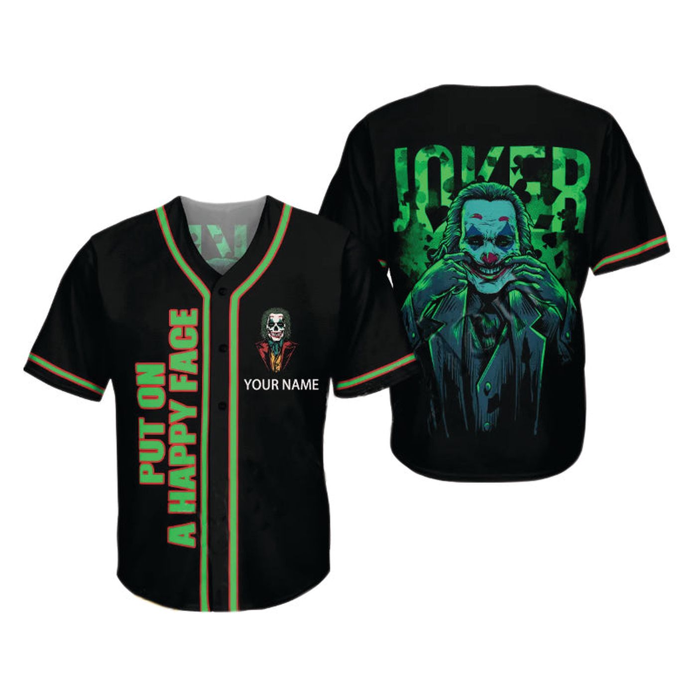 Personalized Joker Put On A Happy Face Baseball Jersey - Gift for Men Women - Gift for Men Women - lylyprint.com baseball jersey product view 2