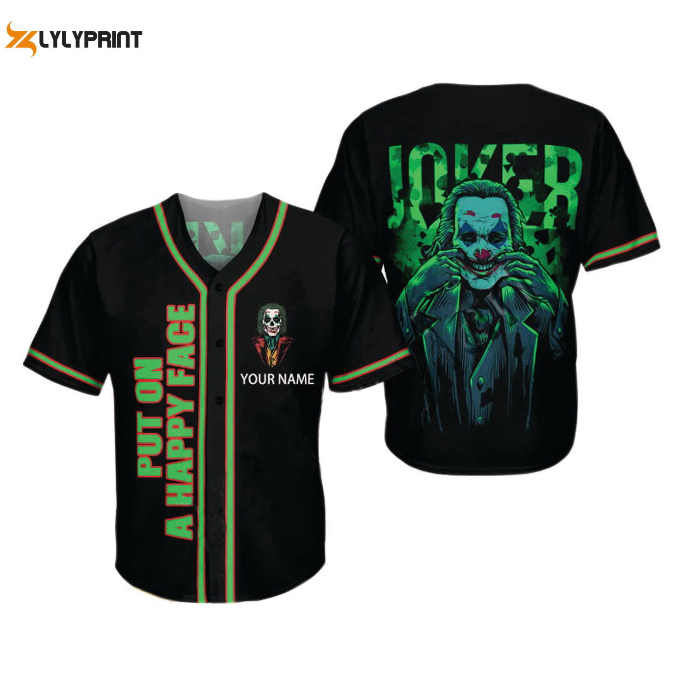 Personalized Joker Put On A Happy Face Baseball Jersey - Gift for Men Women - Gift for Men Women - lylyprint.com baseball jersey product view 1