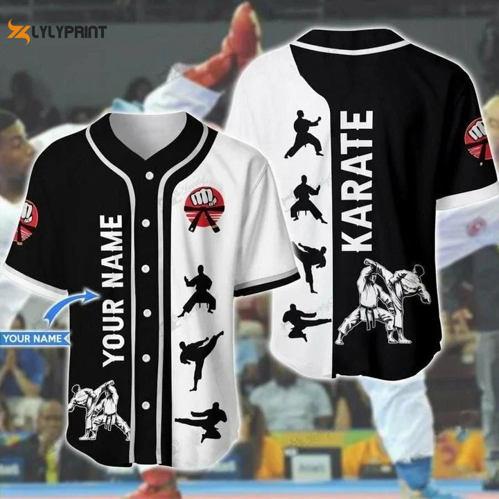 Personalized Karate All Over Print Unisex Baseball Jersey - Gift for Men Women - lylyprint.com baseball jersey product view 1