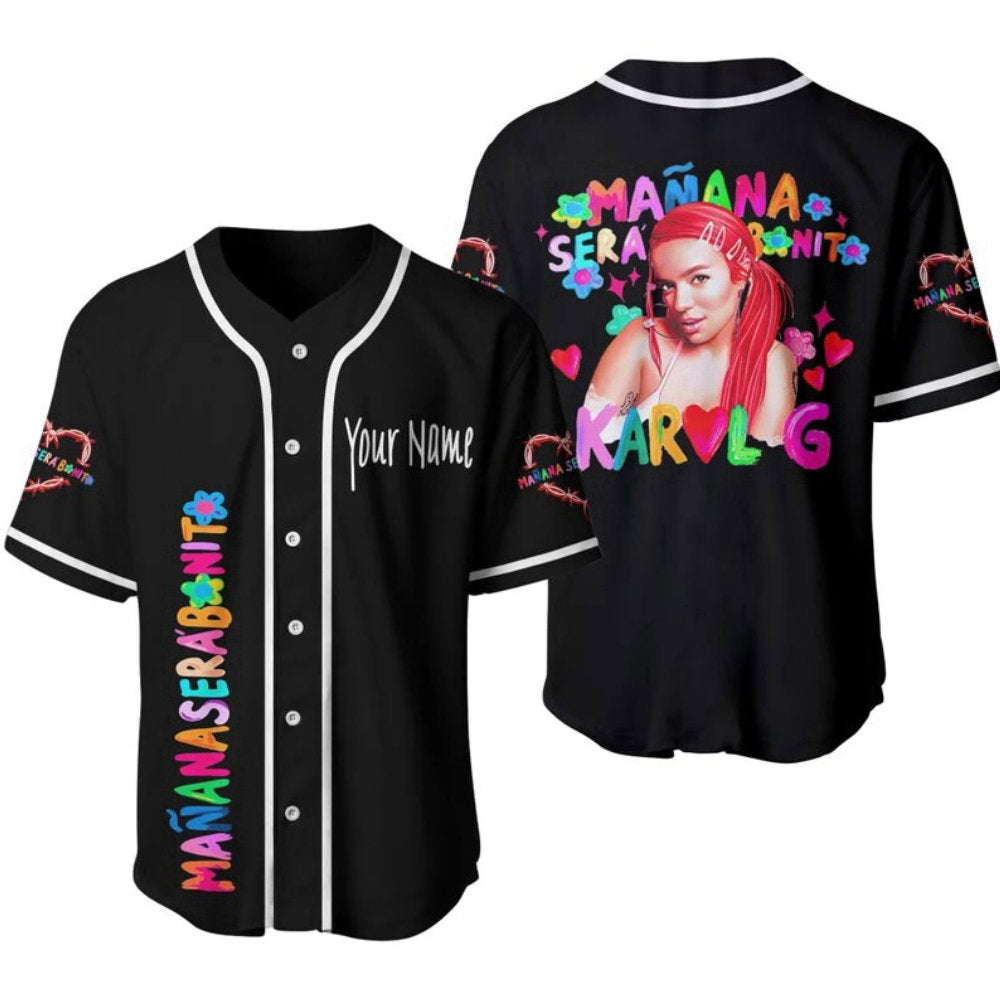 Personalized Karol G Mana Sera Bonito Baseball Jersey - New Album Merch La Bichota Shirt & Music Gift - Aopprinter baseball jersey product view 1