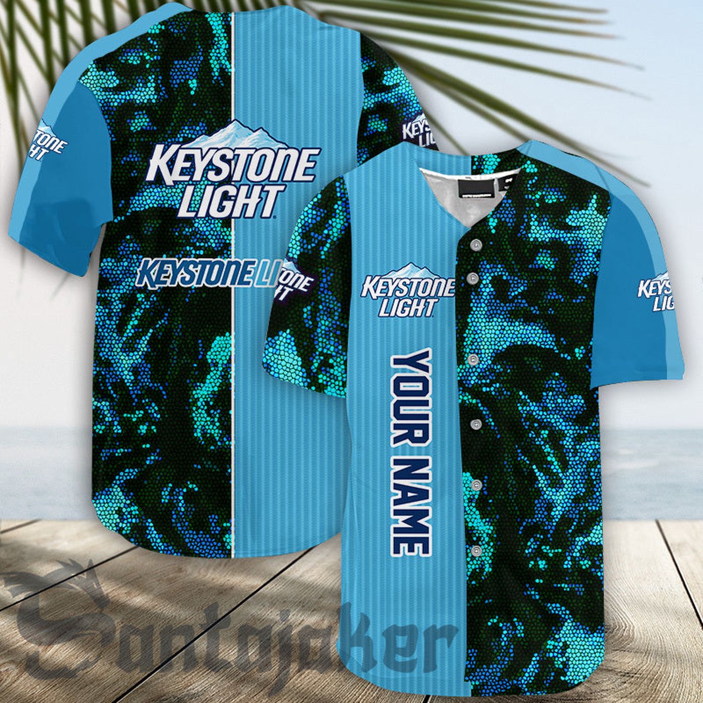 Personalized Keystone Light Galaxy Mosaic Baseball Jersey - Gift for Men Women - Gift for Men Women - lylyprint.com baseball jersey product view 2