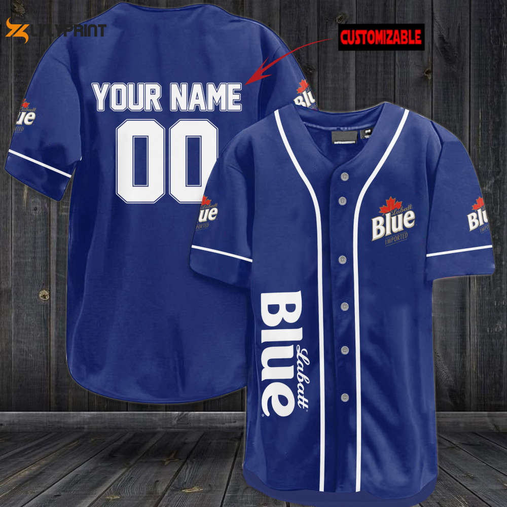 Personalized Labatt Blue All Over Print Unisex Baseball Jersey - Navy - lylyprint.com baseball jersey product view 1