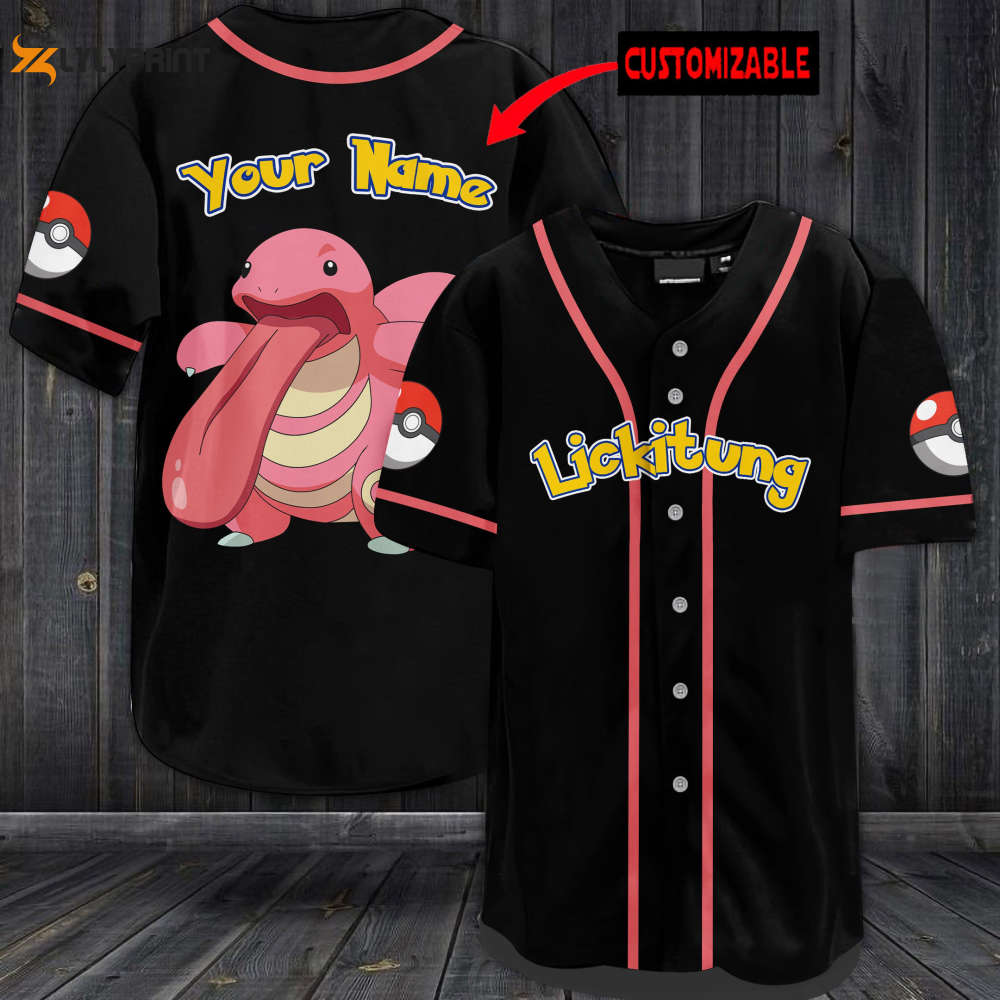 Personalized Lickitung Baseball Jersey - lylyprint.com baseball jersey product view 1